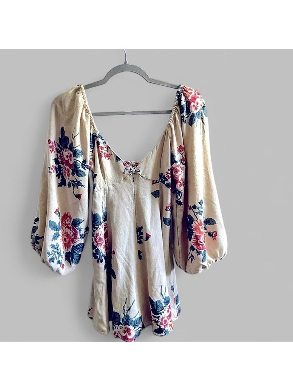 Free People-Francesca Floral Boho Mini Dress-size Small-EUC - Picture 4 of 10